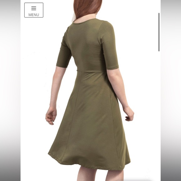 Boob Design Maternity Nursing Twist Short Sleeved Dress Forest Green Size Small - Picture 2 of 12